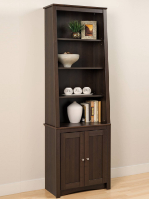 Tall Slant-back Bookcase With 2 Shaker Doors Espresso - Prepac