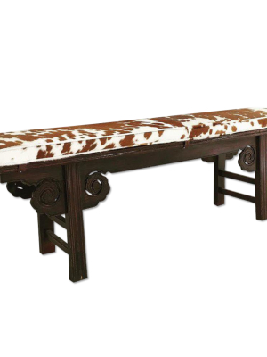 Chinese Bench With Brazilian Cowhide Cushion