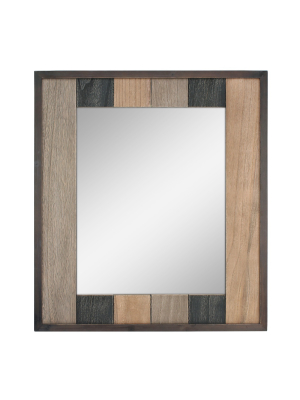 26.6" X 24" Rectangle Natural Wood Plank Mirror Brown - Stonebriar Collection