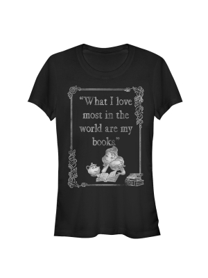 Junior's Beauty And The Beast Belle Loves Books T-shirt