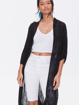 Open-front Slub Knit Cardigan