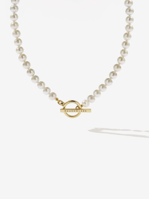 Fob Pearl Necklace | Sterling Silver