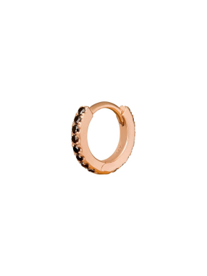 Paved Black Diamond Huggie 6.5mm - Rose Gold