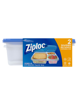 Ziploc Divided Rectangle Containers - 2ct