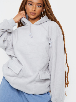 Grey Fleece Oversized Pocket Sweatshirt