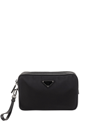 Prada Logo Plaque Clutch Bag