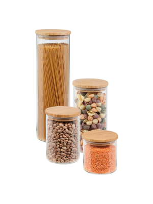 Honey-can-do Bamboo Jar Storage Set 4-pc.