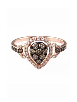 Effy Espresso 14k Rose Gold Cognac And White Diamond Ring, .46 Tcw