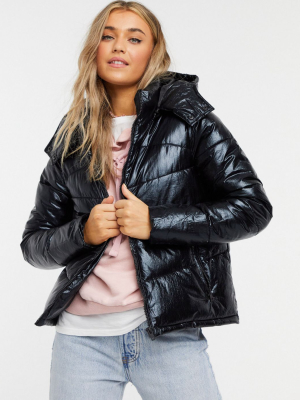 Urban Bliss Padded Jacket With Hood In Black