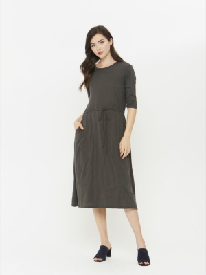 Drawstring Dress - Charcoal