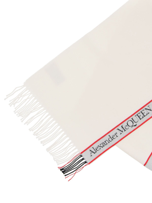 Alexander Mcqueen Logo Fringed Scarf