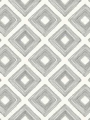 Diamond Sketch Wallpaper In Black On White From Magnolia Home Vol. 2 By Joanna Gaines