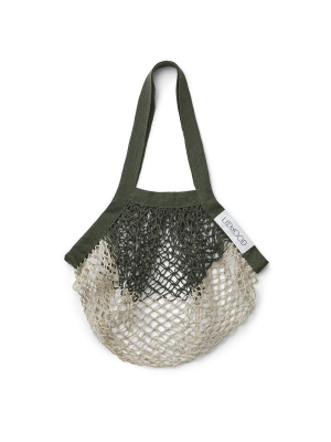 Mesh Tote . Organic Cotton Aldo Bag - Hunter Green / Sandy