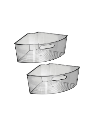 Mdesign Lazy Susan Kitchen Food Storage Organizer Bin, 1/4 Wedge - 2 Pack