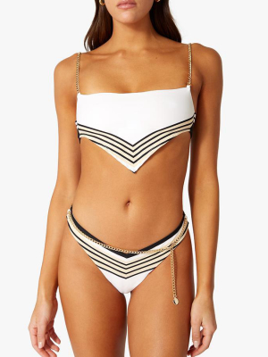 Belted Delilah Bikini Bottom In Pearl Multi Stripes