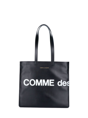 Comme Des Garçons Wallet Huge Logo Print Tote Bag