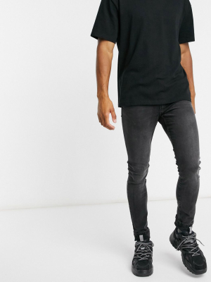 Pull&bear Super Skinny Jeans In Washed Black