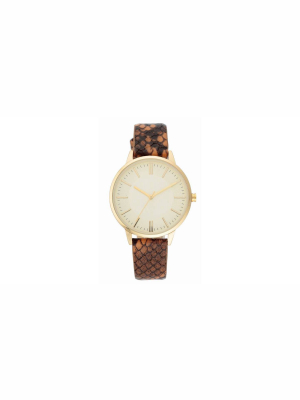 Women's Snakeskin Band Watch - A New Day™ Brown
