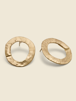 Open Circle Stud Earrings - Brass