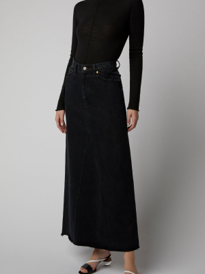 Magdelena Dark-wash Denim Maxi Skirt