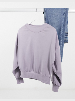 Jdy Oversized Sweatshirt With Rib Neck In Purple