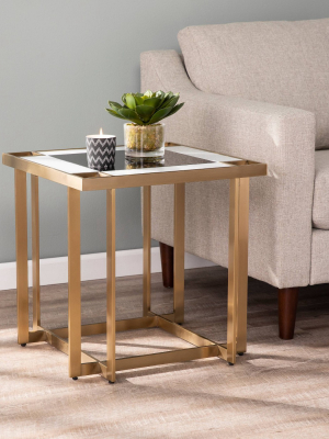 Magdoll Contemporary Mirroed End Table Gold - Aiden Lane