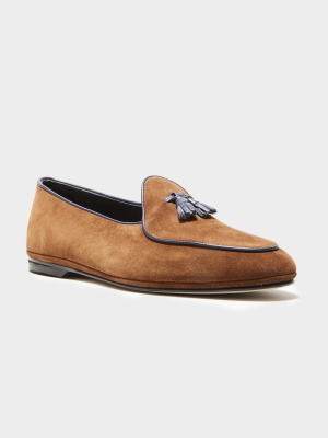 Ts X Rubinacci Exclusive Marphy Loafer In Velour Tobacco