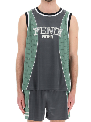 Fendi Logo Printed Basketball Tank Top