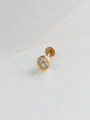 Circle Diamante Gold Flat Back Earring