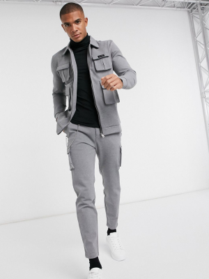 Mauvais Jersey Cargo Pants In Gray