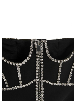 Area Crystal-embellished Cut-out Corset Top