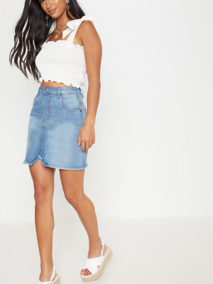 Petite Mid Wash Denim Skirt