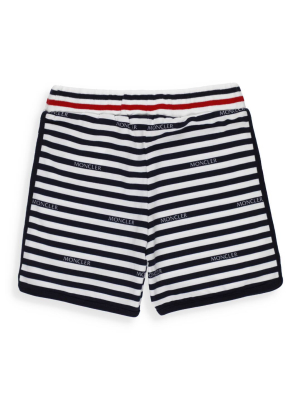 Moncler Enfant Logo Stripe Print Shorts