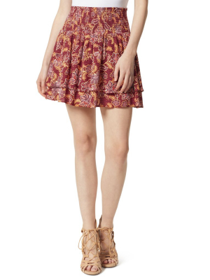 Veronica Skort In Red Dahlia Moroccan Blooms