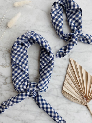Recycled Square Bandana In Blue Gingham