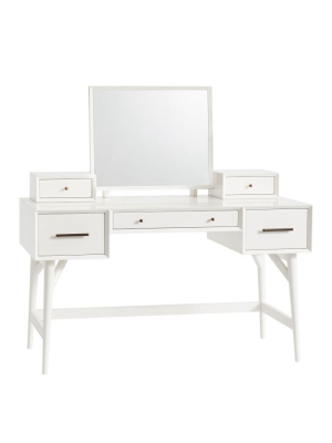 Mid-century Vanity Desk Set - White