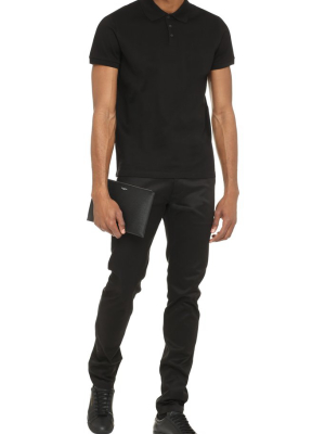 Saint Laurent Monogram Embroidered Polo Shirt