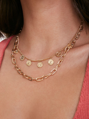 Coin Pendant Layered Necklace