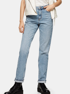 Bleach Wash Mom Tapered Jeans