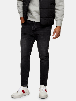 Washed Black Stretch Tapered Jeans