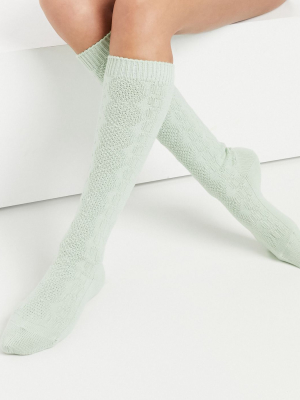 Asos Design Cozy Lounge Socks In Sage