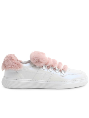 Hogan Faux-fur Trimmed Low Top Sneakers