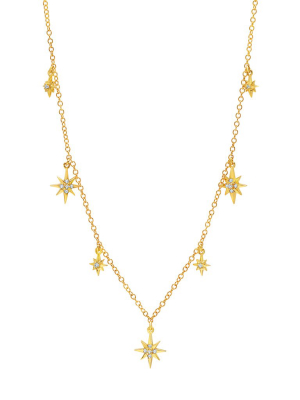 Floating Starburst Necklace - Yellow Gold