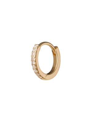 Half Paved Huggie 8mm - Yellow Gold