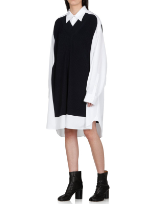 Maison Margiela Knit Panelled Shirt Dress