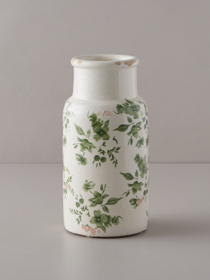 Green Chinoiserie Column Vase