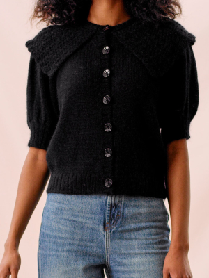 Short Sleeve Mohair-wool Knit Cardigan