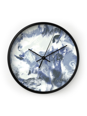 Jacqueline Maldonado Marble Mist Blue Wall Clock - Deny Designs