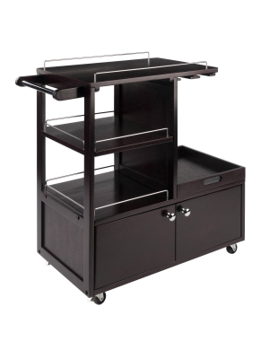 Galen Entertainment Cart With Serving Tray Wood/espresso - Winsome