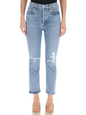 Agolde Riley High Rise Straight Leg Cropped Jeans